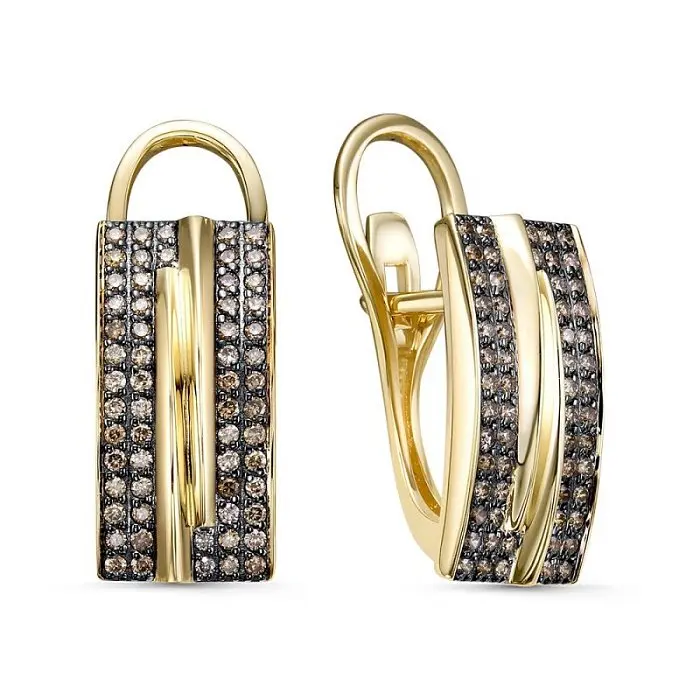 Серьги с английским замком из желтого золота вид 1