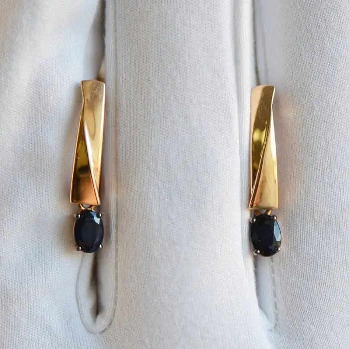 Серьги подвесные из красного золота