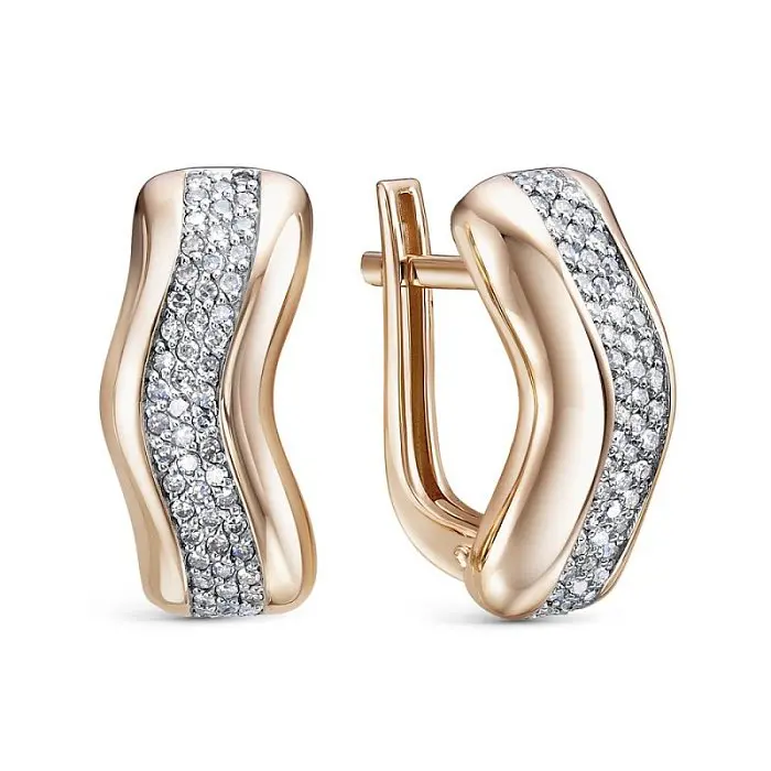 Серьги с английским замком из красного золота