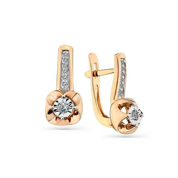 Серьги с английским замком из комбинированного золота