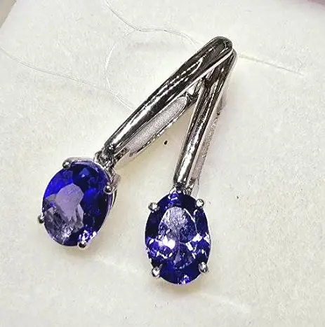 Серьги подвесные из белого золота