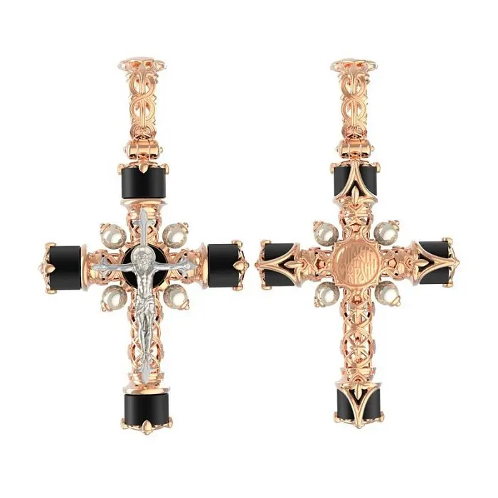 Подвеска крест из красного золота