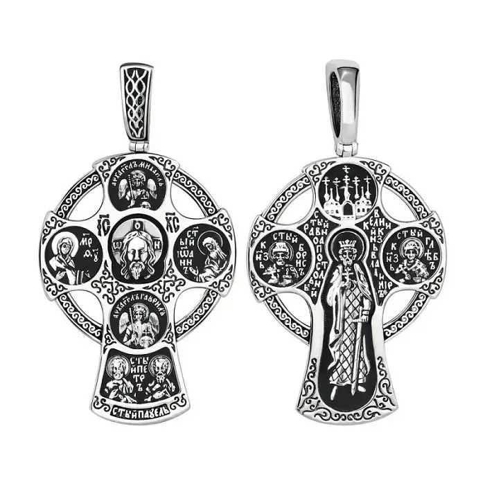 Подвеска крест из черного серебра