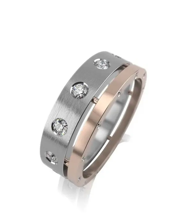 Кольцо обручальное из комбинированного золота