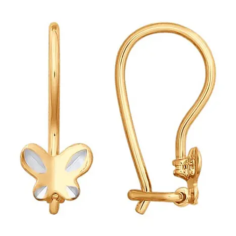 Серьги детские из красного золота