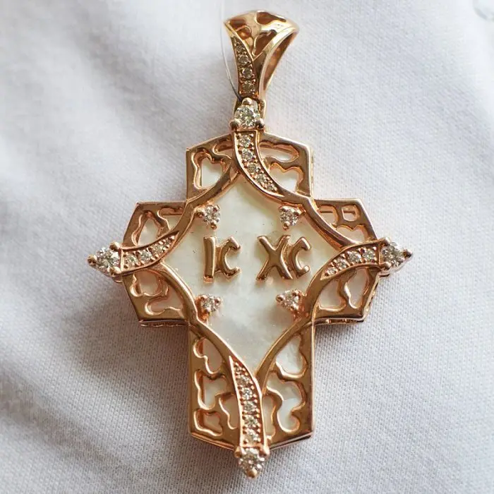 Подвеска крест из красного золота