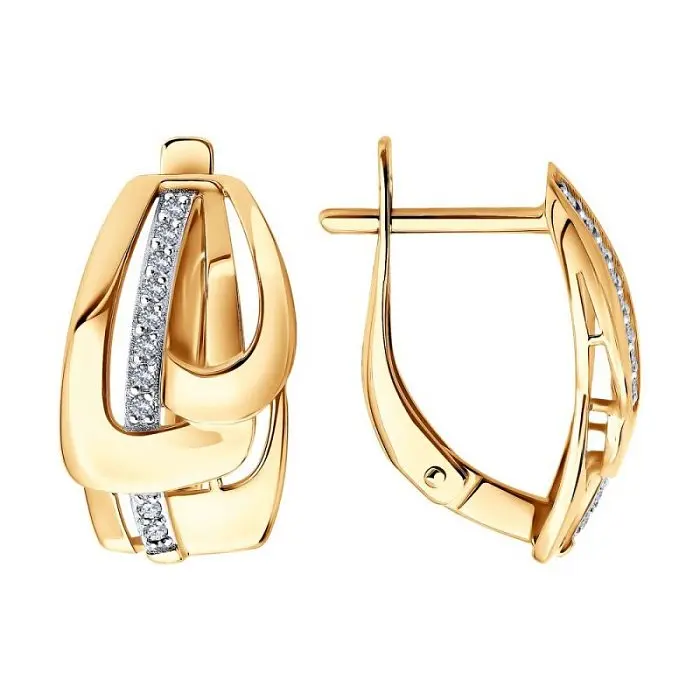 Серьги с английским замком из красного золота