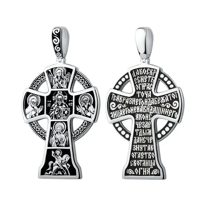 Подвеска крест из черного серебра