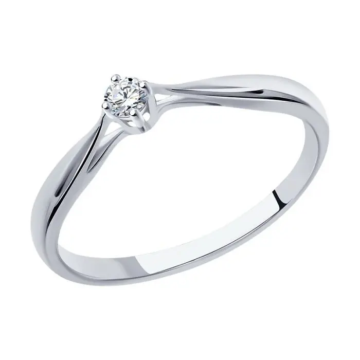 Кольцо помолвочное из белого золота