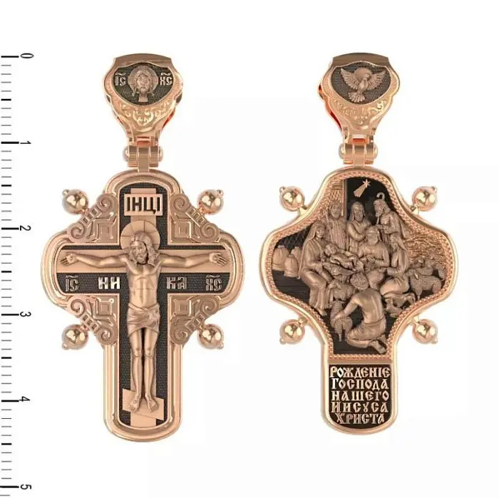 Подвеска крест из красного золота