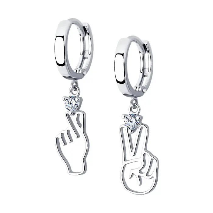 Серьги подвесные из серебра