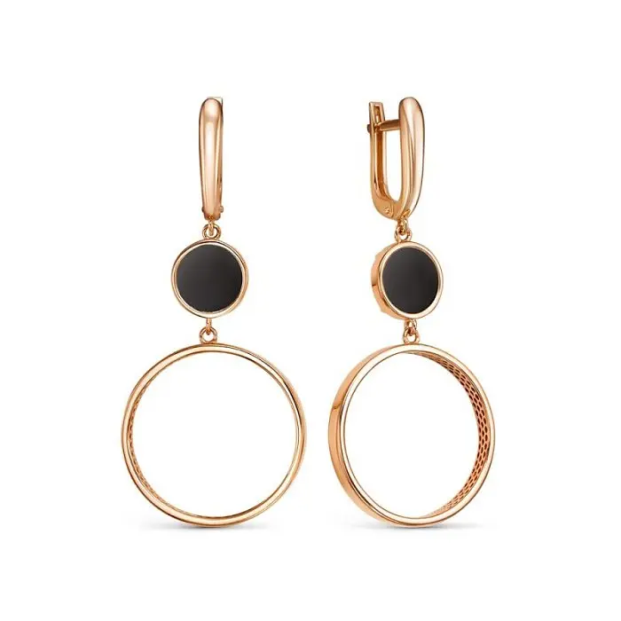 Серьги подвесные из красного золота