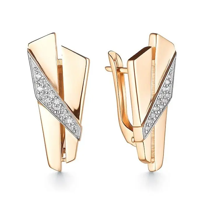 Серьги с английским замком из красного золота