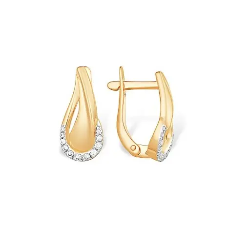 Серьги с английским замком из красного золота