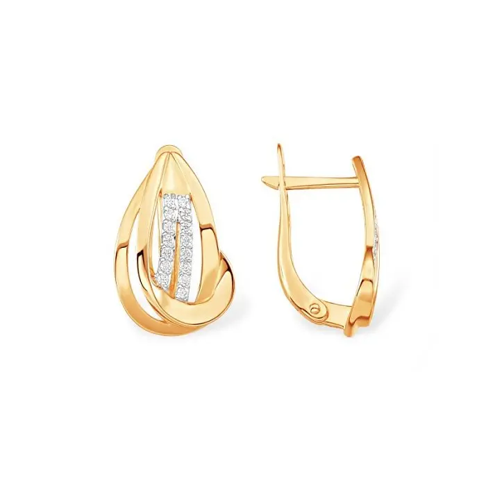 Серьги с английским замком из красного золота