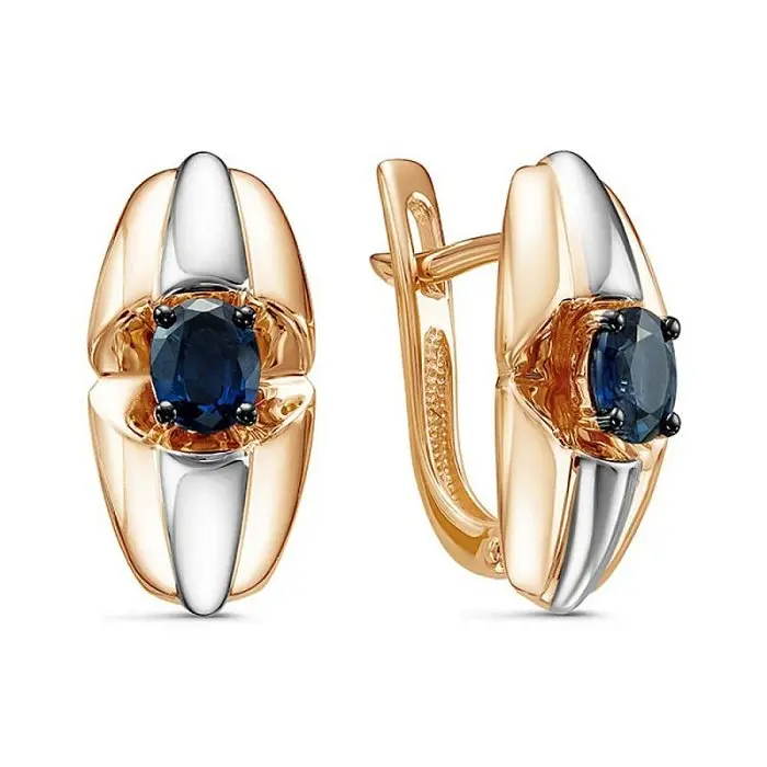 Серьги с английским замком из комбинированного золота вид 1