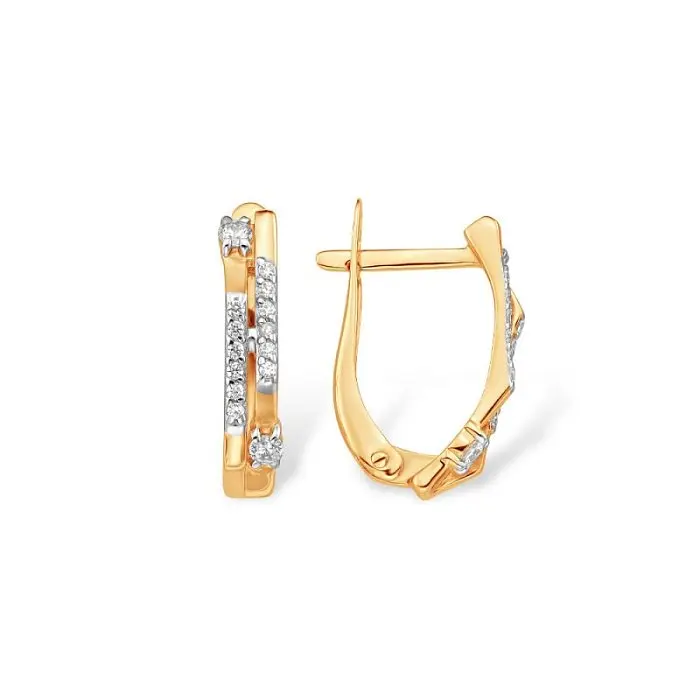 Серьги с английским замком из красного золота