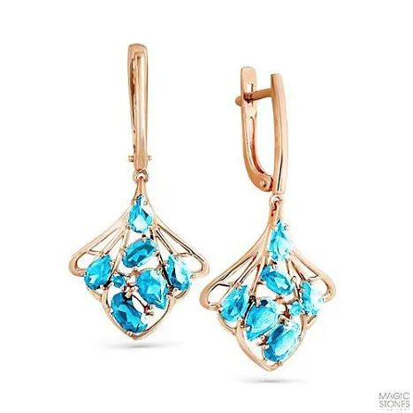 Серьги подвесные из красного золота