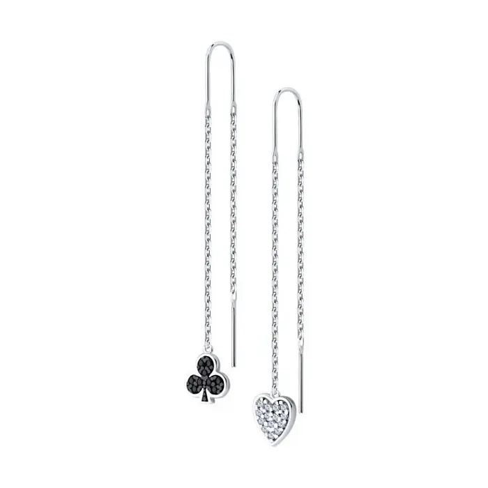 Серьги цепочки из серебра