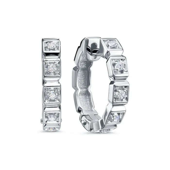 Серьги конго из белого золота