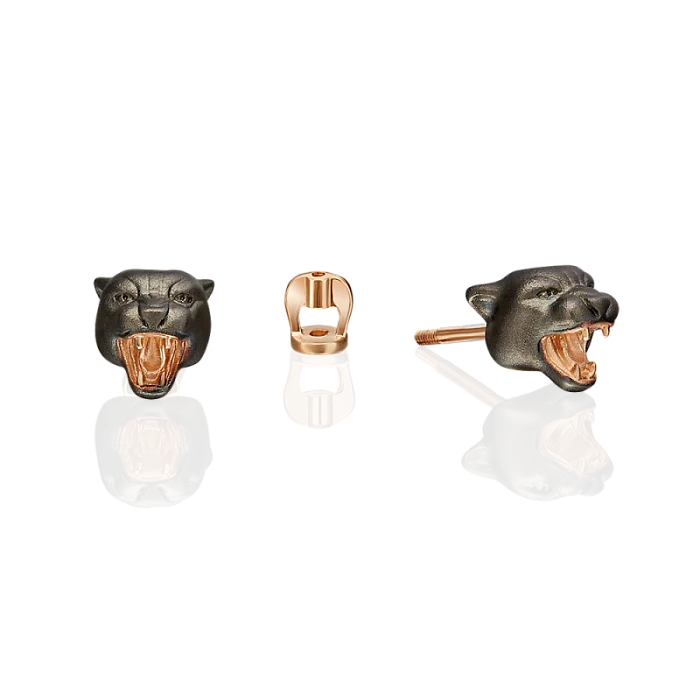 Серьги пуссеты из комбинированного золота