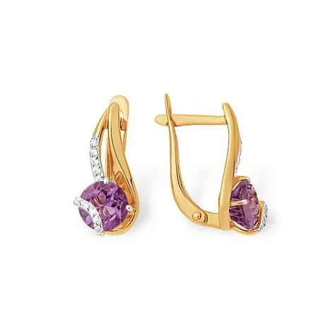 Серьги с английским замком из красного золота
