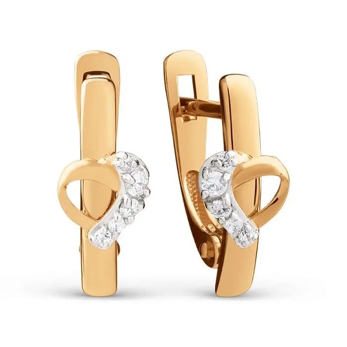 Серьги с английским замком из красного золота