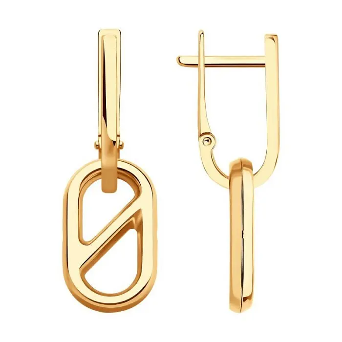 Серьги подвесные из красного золота