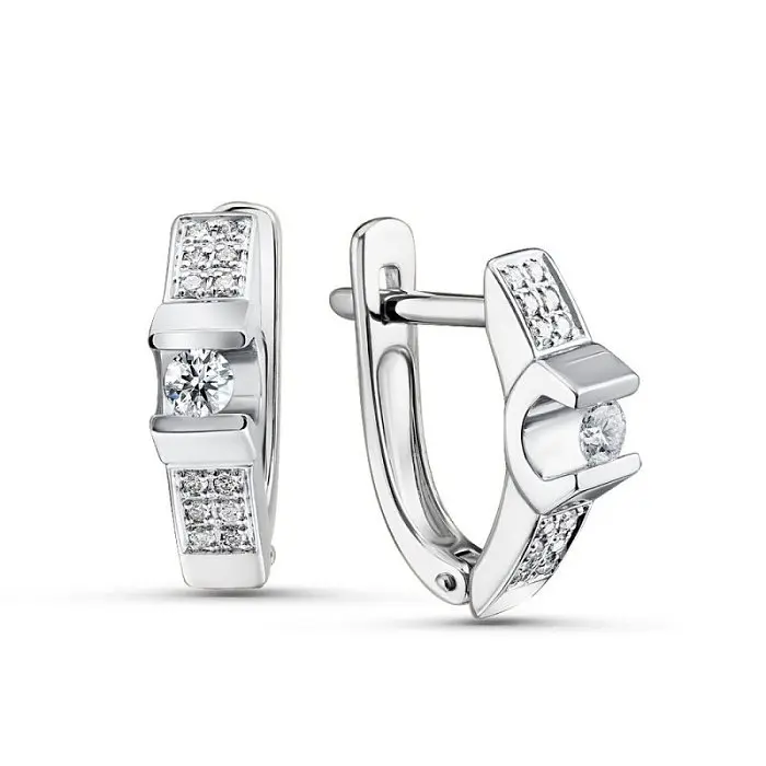 Серьги с английским замком из белого золота