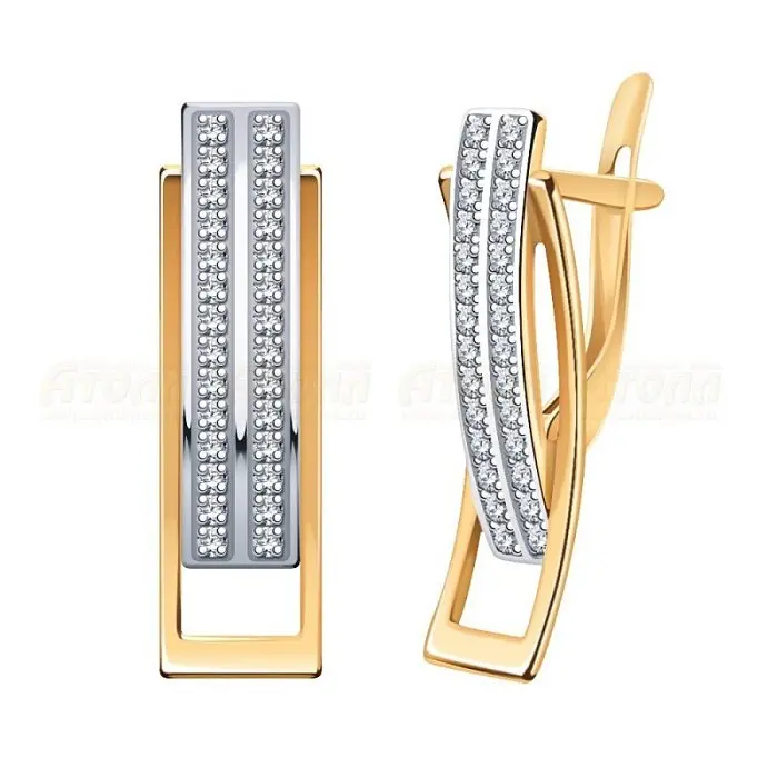 Серьги с английским замком из красного золота