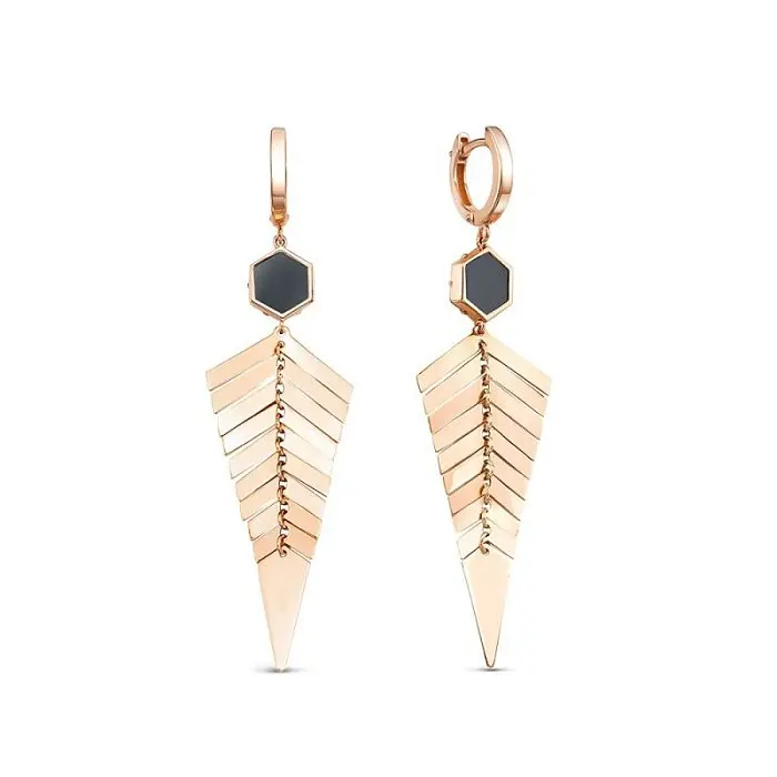 Серьги подвесные из красного золота