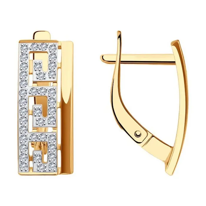 Серьги с английским замком из красного золота