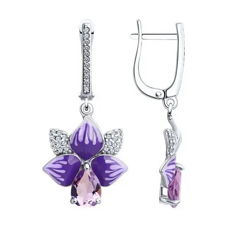 Серьги подвесные из серебра