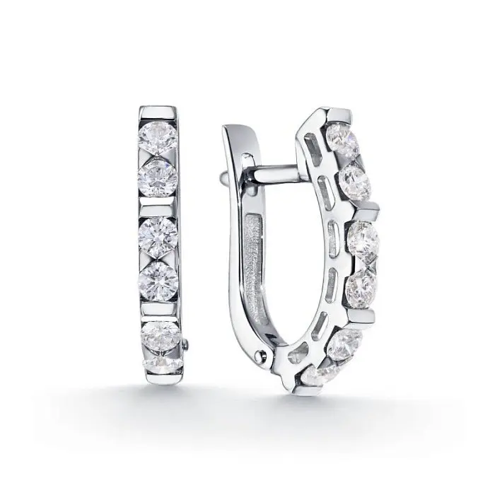 Серьги с английским замком из белого золота