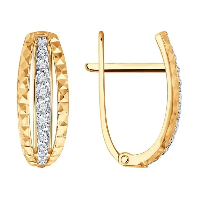 Серьги с английским замком из красного золота