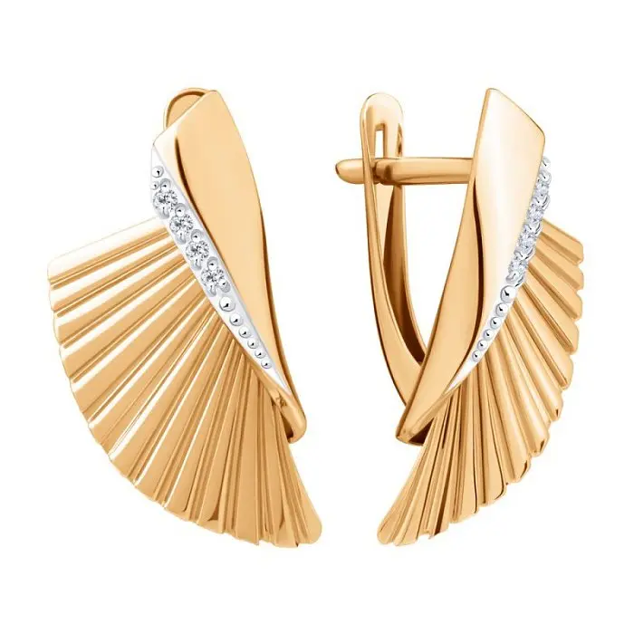 Серьги с английским замком из красного золота