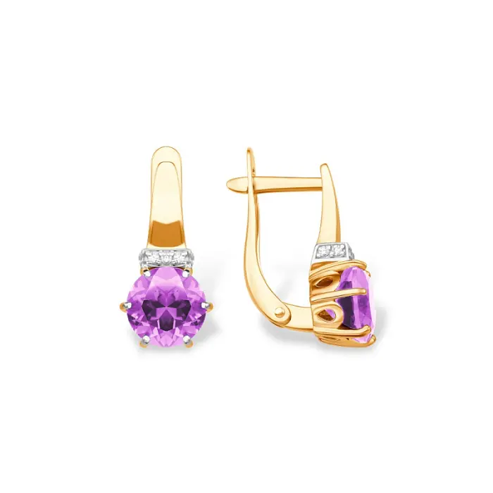 Серьги с английским замком из красного золота