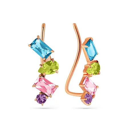 Серьги зажимы из красного золота