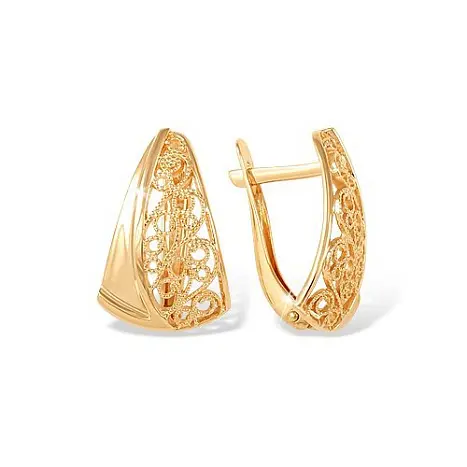 Серьги с английским замком из красного золота