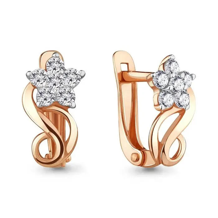 Серьги с английским замком из красного золота