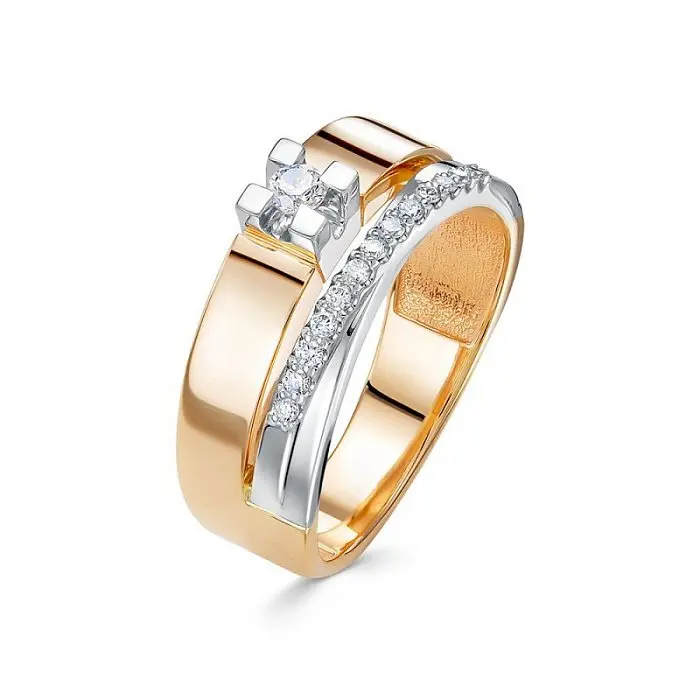 Кольцо декоративное из комбинированного золота