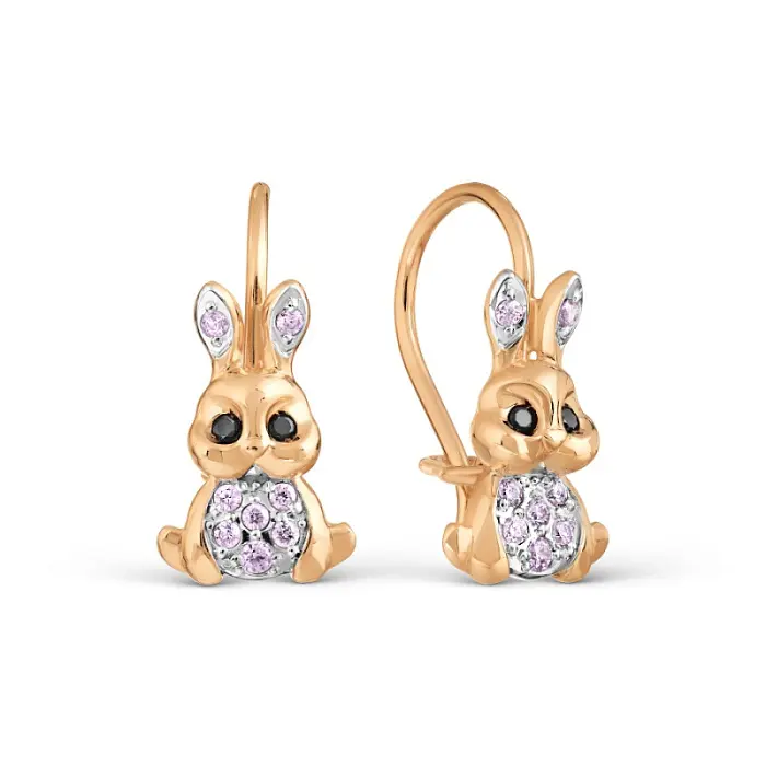 Серьги детские из красного золота