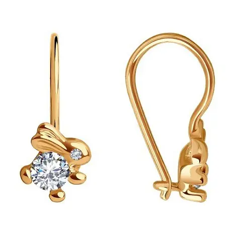 Серьги детские из красного золота