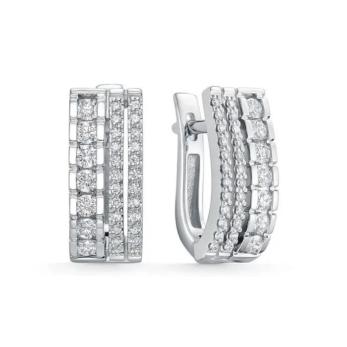 Серьги с английским замком из белого золота