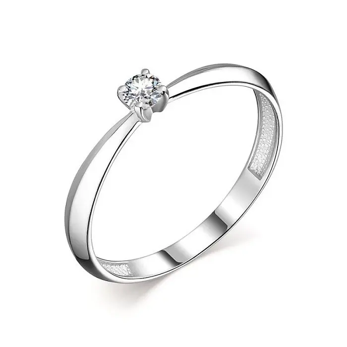 Кольцо помолвочное из белого золота