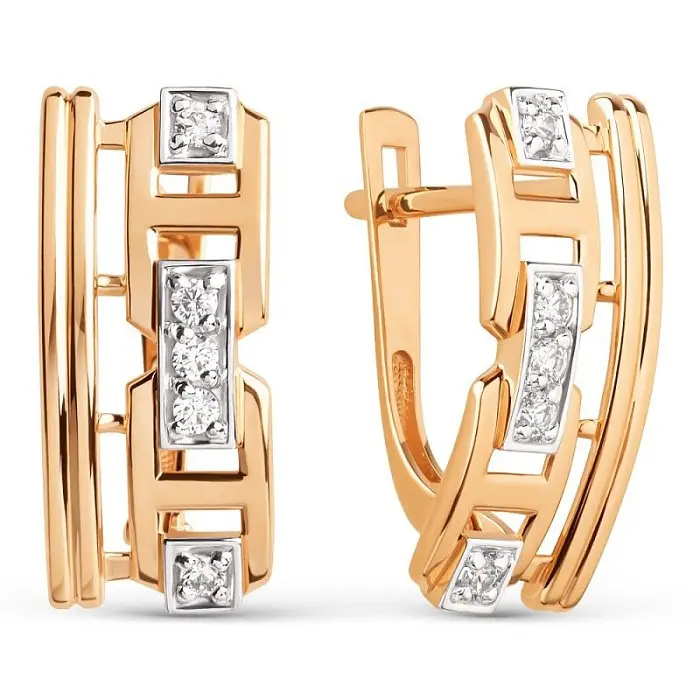 Серьги с английским замком из красного золота