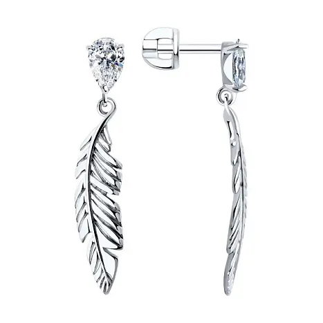 Серьги подвесные из серебра