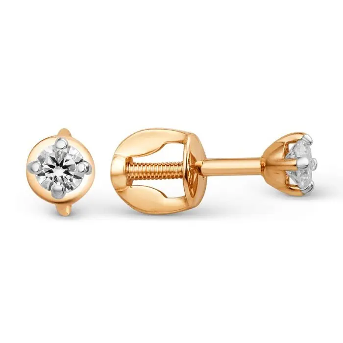 Серьги одиночные из красного золота