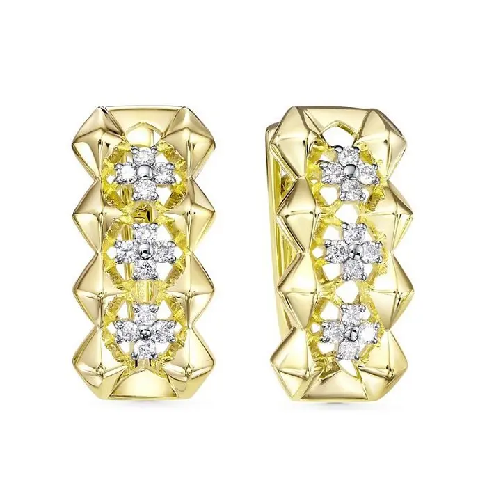 Серьги с английским замком из желтого золота