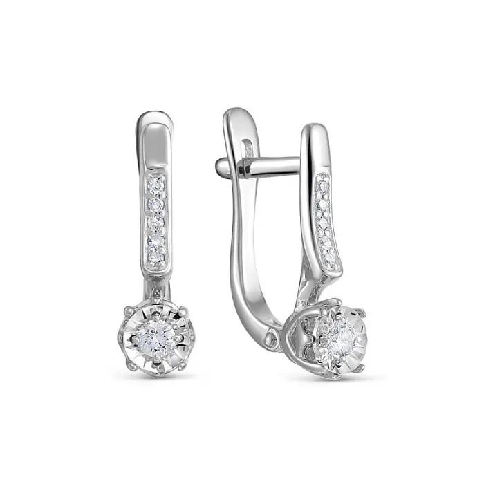 Серьги с английским замком из белого золота